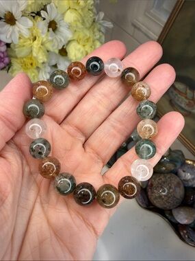 Green Garden with Hematite & Tourmaline Bracelet: B1311